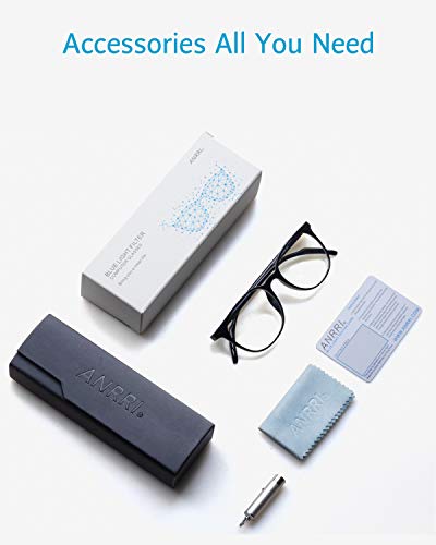 ANRRI Gafas de computadora con bloqueo de luz azul para protección UV Anti fatiga ocular Lente antideslumbrante Marco liviano Gafas Marco negro, hombres/mujeres