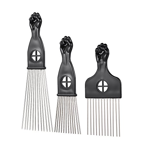 Anself 3Pcs Pick peine Set Metal Afro pelo Colorear Cepillo Peine Pelo afroamericana peluquería Styling Herramienta