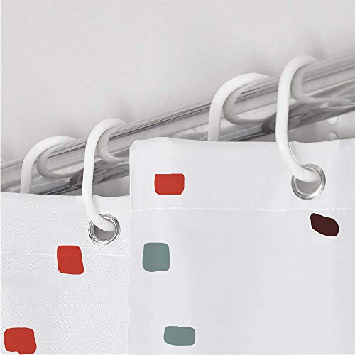 ANSIO Cortinas de Ducha, para baño, bañera, Impermeable, Resistente al Moho, Anti Moho y Impermeables 180 x 180 cm (71 x 71 Pulgada) | 100% Polyester - diseño de Mosaico, Color Rojo