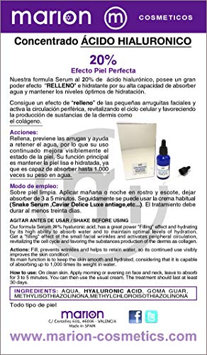 Antiarrugas Natural Ácido Hialuronico 50 ml - Serum que Hidrata y Reduce progresivamente la Arruga profunda y la Flacidez ( Reafirma ) - Efecto Relleno  