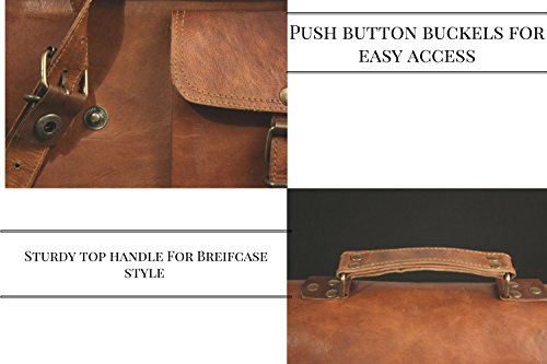 ANUENT Vintage maletín de Cuero de Cuero Suave Mensajero Satchel portátil (15 Pulgadas)