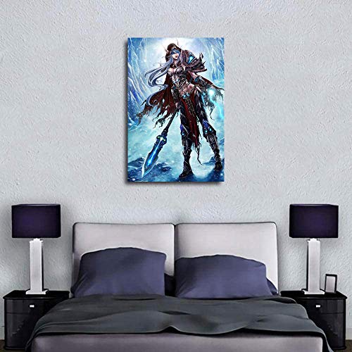Anzonto - Decoración de habitación con diseño de World of Warcraft Knight Spirit Pictures Artesanía para decoración de la pared del hogar, regalo de 50 x 28 pulgadas