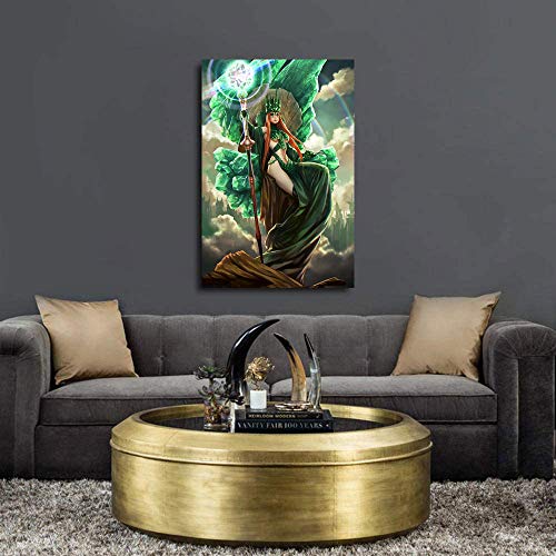 Anzonto Pictures Arts Craft For Home Wall Decor Regalo Verde Esmeralda Reina Mago Papel Pintado Paisaje Lienzo Impresiones para Decoraciones del Hogar 50,8 x 71,1 cm