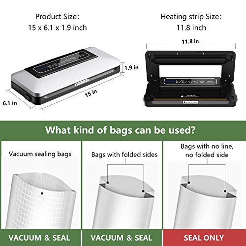 Aobosi Envasadora al Vacío, Máquina Selladora de Vacío para Alimentos Secos y Húmedos Preservación Sistema de Sellado Automático por Vacío,Luces Indicadoras LED Inteligentes，Función de Vacío Manual