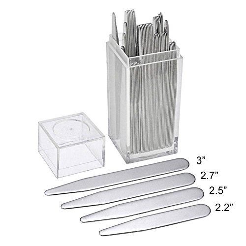 Aolvo 40 Refuerzos de cuello de metal refuerzos de cuello de camisa para hombres, el mejor regalo para el padre esposo, 4 tamaños mixtos (2.2 / 2.5 / 2.7 / 3 pulgadas), Sin imán