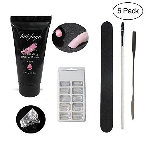 AOLVO Nuevo Kit de Gel de uñas Poly, Kit de Prueba de Gel de uñas Poly Que Incluye Puntas acrílicas, Clips, brocha, Lima, Gel de uñas y espátula, Kit de construcción de Gel de uñas Poly