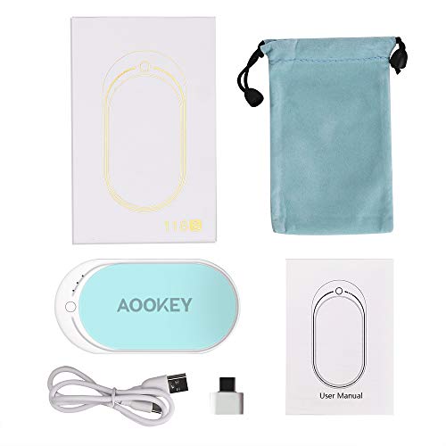 Aookey Calentador de Manos USB Recargable 5200mAh Powerbank Batería Externa Calienta Manos Electrico Reutilizable Calentamiento Rápido Calentadores de Bolsillo Cargador Móvil Portátil - Azul