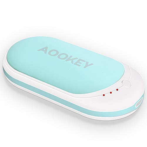 Aookey Calentador de Manos USB Recargable 5200mAh Powerbank Batería Externa Calienta Manos Electrico Reutilizable Calentamiento Rápido Calentadores de Bolsillo Cargador Móvil Portátil - Azul