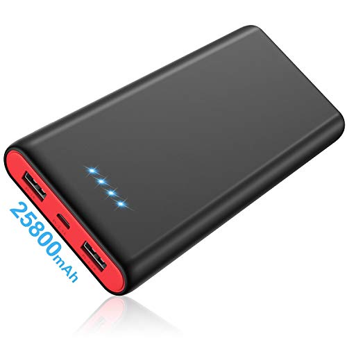 AOPAWA Batería Externa para Móvil【Ultimo Diseño】 25800mAh Alta Capacidad Power Bank 4 LED con 2 Puertos USB de Alta Velocidad Cargador Portátil para Smartphone, Tableta PC, USB vía Dispositivo etc