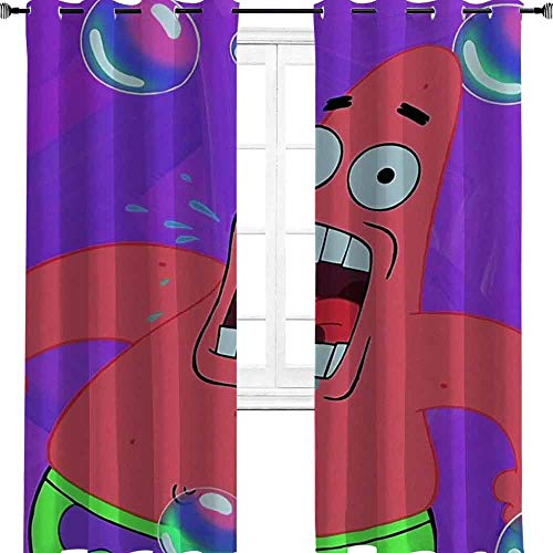 Aotuma - Cortinas opacas con ojales, aislamiento térmico, 137 x 213 cm, diseño de Bob Esponja, color morado