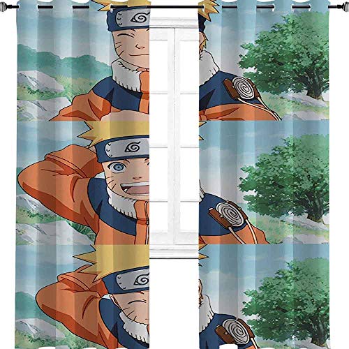 Aotuma Naruto - Cortinas opacas con ojales aislantes térmicos para oscurecer habitaciones, poliéster, multicolor, 2 panel(32"W x 72"L W80cmxL183cm)