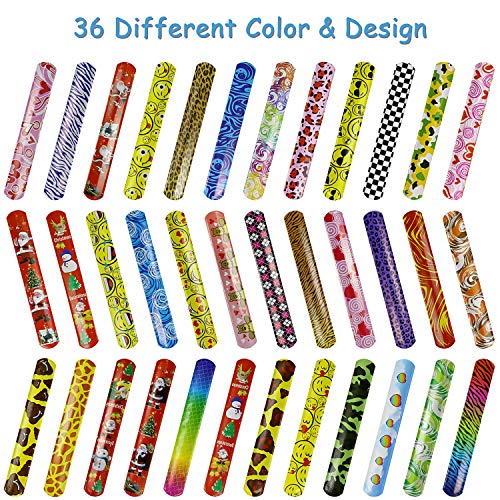 aovowog 36 PCS Pulseras de Juguete Bofetadas Slap Bracelets Snap Pulsera Banda de Pulsera para Regalo de Fiesta de Cumpleaños