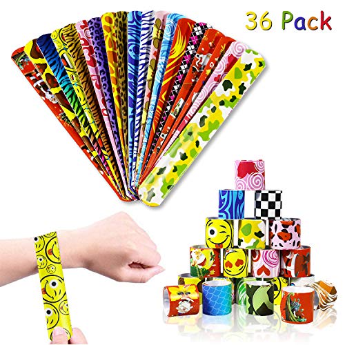 aovowog 36 PCS Pulseras de Juguete Bofetadas Slap Bracelets Snap Pulsera Banda de Pulsera para Regalo de Fiesta de Cumpleaños