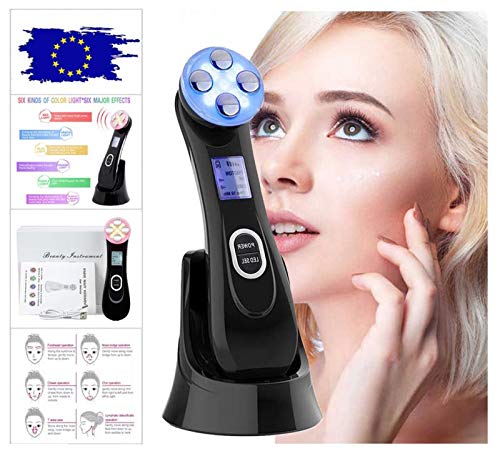 Aparato Facial de Radiofrecuencia Terapia de luz LED de 6 Colores Antiarrugas Antienvejecimiento Rejuvenecimiento Limpieza Profunda