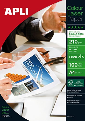 APLI 11833 - Papel (Gloss, Color blanco, 210g, 210 297)