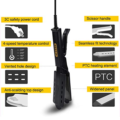 APPLL Placa Que Se Endereza Alisadores De Pelo Iónico De Turmalina Y Cerámica Alisadores De Pelo Profesional Plana De Hierro con Doble Voltaje, 230 ℃ De Calor Intenso (Negro)