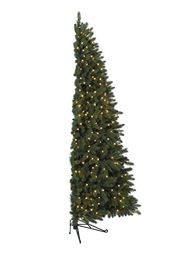 Árbol de Navidad artificial Chelsea de 6 pies con parte trasera plana, LED transparente