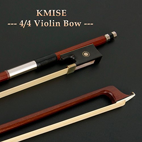 Arco de violín Kmise 1/4 Arco de madera de Brasil para violín Palo octagonal Rana de ébano Pelo de caballo mongol