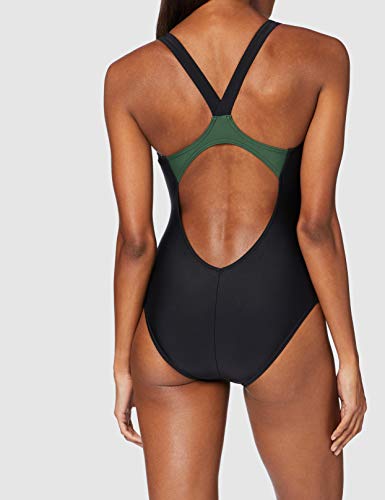 ARENA W V Back One Piece Bañador Deportivo Mujer Chameleon, Black-Wood Green, 44