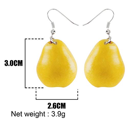 Aretes de pera de pera de bergamota jugosa de acrílico, grandes y largos, joyería única de fruta