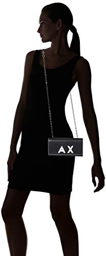 Armani Exchange - Chain Wallet, Carteras de mano con asa Mujer, Negro (Black/White), 10x3.5x20 cm (B x H T)