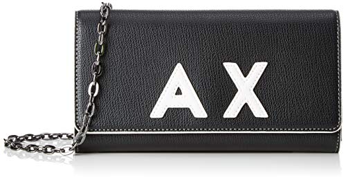 Armani Exchange - Chain Wallet, Carteras de mano con asa Mujer, Negro (Black/White), 10x3.5x20 cm (B x H T)