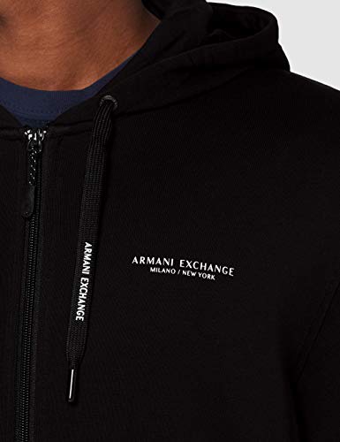 Armani Exchange Everyday French Terry Hoodie Capucha, Negro (Black 1200), Small para Hombre
