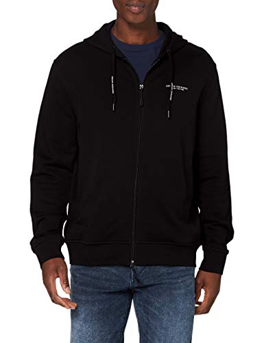 Armani Exchange Everyday French Terry Hoodie Capucha, Negro (Black 1200), Small para Hombre