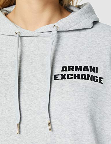 Armani Exchange Hooded Fleece Sudadera con Capucha, Htr Grey, M para Mujer