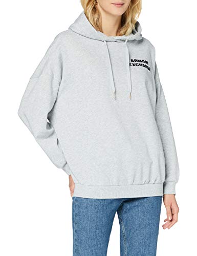 Armani Exchange Hooded Fleece Sudadera con Capucha, Htr Grey, M para Mujer