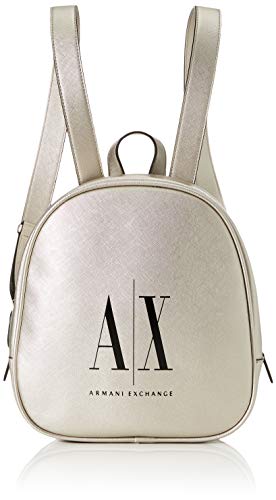 Armani Exchange Icon - Mochila, color Plateado, talla 27x9x24 cm (B x H x T)