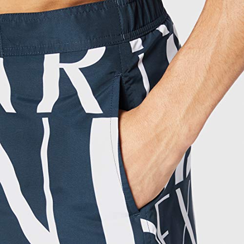 Armani Exchange Lettering Game Bañador, Azul (BLU Navy/Bianco-Blue Navy/White 18535), Medium para Hombre