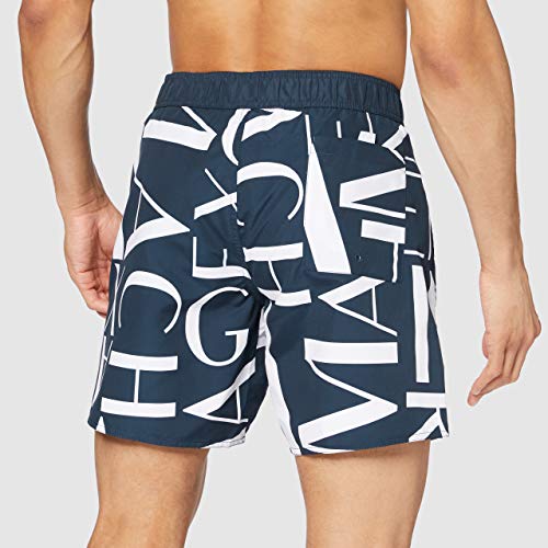 Armani Exchange Lettering Game Bañador, Azul (BLU Navy/Bianco-Blue Navy/White 18535), Medium para Hombre