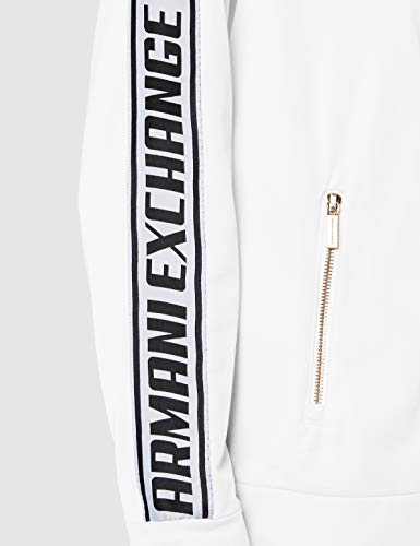 Armani Exchange Logo Tape Sweat Capucha, Blanco (Optic White 1000), Large para Mujer
