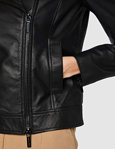 Armani Exchange Perforated Real Sheep Leather Chaqueta Bomber, Negro (Black 1200), Medium para Mujer