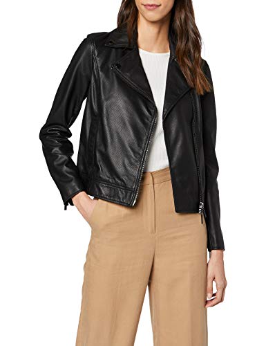 Armani Exchange Perforated Real Sheep Leather Chaqueta Bomber, Negro (Black 1200), Medium para Mujer