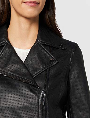 Armani Exchange Perforated Real Sheep Leather Chaqueta Bomber, Negro (Black 1200), Medium para Mujer