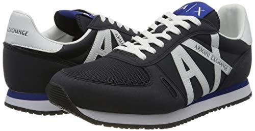 Armani Exchange Retro Running Sneakers, Zapatillas para Hombre, Azul (Navy+Op.White K487), 43 EU