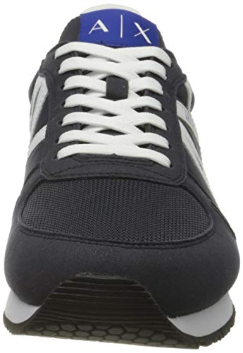 Armani Exchange Retro Running Sneakers, Zapatillas para Hombre, Azul (Navy+Op.White K487), 43 EU