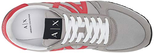 Armani Exchange Retro Running Sneakers, Zapatillas para Hombre, Gris (Alloy+Red D289), 43 EU
