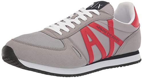 Armani Exchange Retro Running Sneakers, Zapatillas para Hombre, Gris (Alloy+Red D289), 43 EU