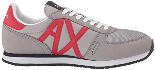 Armani Exchange Retro Running Sneakers, Zapatillas para Hombre, Gris (Alloy+Red D289), 43 EU