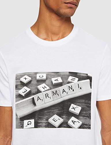 Armani Exchange Scrabble AX Camiseta, Blanco (White 1100), X-Large para Hombre