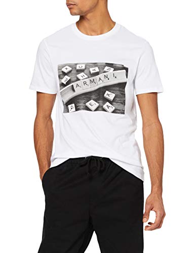 Armani Exchange Scrabble AX Camiseta, Blanco (White 1100), X-Large para Hombre