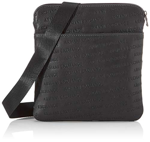 Armani Exchange - Small Crossbody Bag, Bolso bandolera Hombre, Negro (Nero Black), 22.5x1.5x22 cm (B x H T)