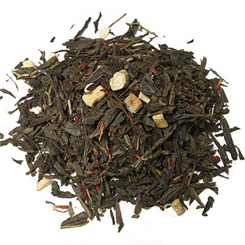Aromas de Té - Té Verde Ginseng Coreano Pasión - Con Té verde, Raíz de Ginseng, Trozos liofilizados de Fruta de la Pasión y Aromas - Estimulante - Vitaminas A y C - 100 gr.