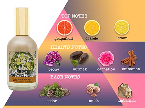 AROMASECRET Agua de tocador (Eau de toilette) para mujer, 100 ml – CONCEPTO Nuevo de Perfumería, La mejor idea de un regalo para Ella (CITRUS)