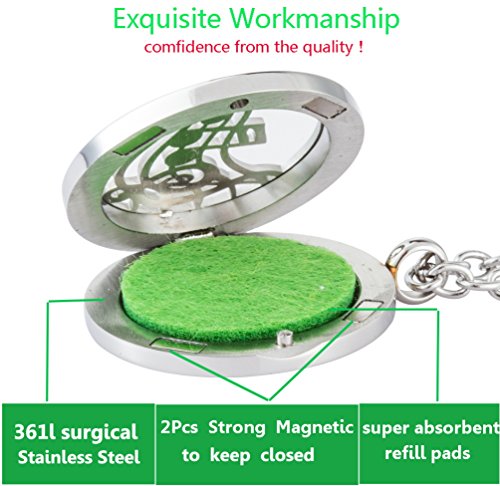 Aromaterapia difusor de aceite magnético Locket colgante con Collar Cadena libre 24 ", almohadillas y gran hipoalergénico propiedad por Jenia