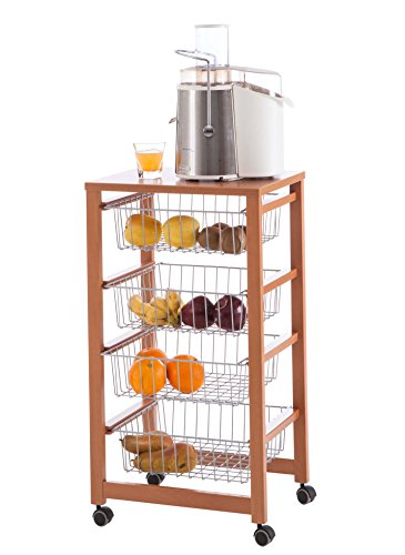 Arredamenti Italia Carrito de Cocina GINGERONE, Madera - 4 cestas - Color: Madera de Cerezo Ar-It il Cuore del Legno
