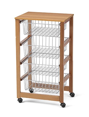 Arredamenti Italia Carrito de Cocina GINGERONE, Madera - 4 cestas - Color: Madera de Cerezo Ar-It il Cuore del Legno